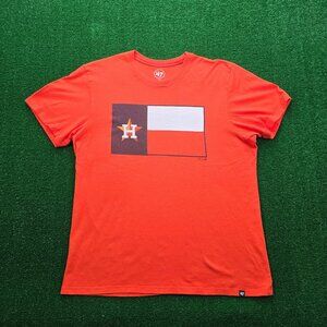 Houston Astros Tshirt Mens Large Orange Texas Flag MLB Baseball Sports‎